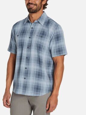 Orvis Men's Short Sleeve Woven Tech Shirt Blue Size 2XL